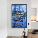 5D DIY Diamond Painting Crescent Lake House Kits Full Square Drill Wall Decor
