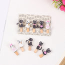 Craft Cute Cat 10pcs/set Wooden Clips Hanging Photo Clips with Hemp Rope
