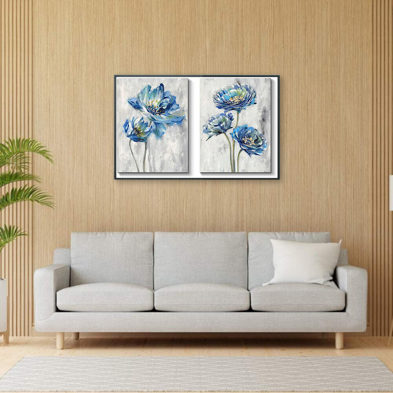 DIY Hand Painted 2 Panel Paint By Numbers Oil Canvas Pictures Flowers Kit C