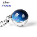 Fashion Solar System Glass Ball Planet Pendant Galaxy Necklace Double Side