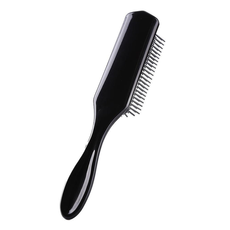 9 Rows Styling Brush Straight Curly Hair Detangling Massage Comb (Black)