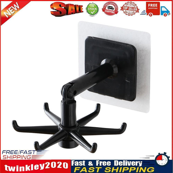 Rotated Kitchen Hooks Adhesive Wall Door Clothes Bag Hanger Racks (Black) Newly