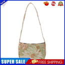 Fashion Women Floral Letters Printed Shoulder Underarm Bag Handbags (Green)