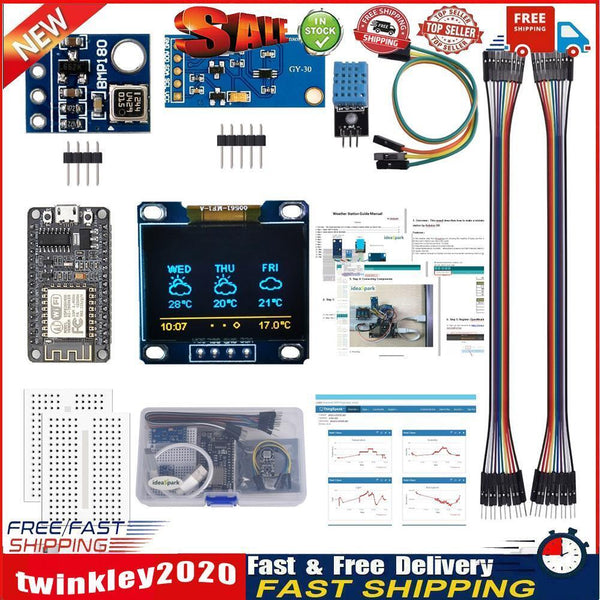 ESP8266 Weather Station Kit Temperature Humidity LCD Display Component Set Newly