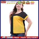 Contrast Color Chiffon Tops Women Summer Short Sleeve O Neck Casual Tee T-shirts
