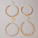 4pcs Thick Chain Bracelet Set Punk Twisted Rope Bangles Women Jewelry Gift