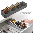 Eight Slots Drawer Condiment Seasoning Bottle Box Kitchen Storage Rack Organizer