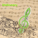Plastic Musical Note Letter Paper Clip Piano Sheet Spring Holder (Green)