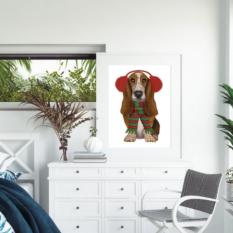 Christmas Puppy Oil Paint By Numbers Kits Canvas Drawing DIY Coloring Picture