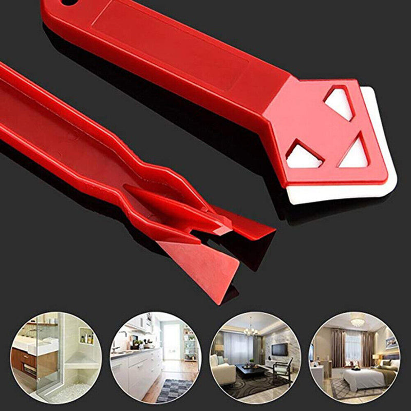 Silicone Caulking Grout Scraper Plastic Negative Angle Spatula (Wine Red) Newly