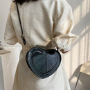 Fashion Women Zipper Small Purse PU Leather Love Heart Crossbody Shoulder Bag