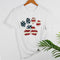 #A American Flag Dog Paw Print T-Shirt Summer Womens Top-013907