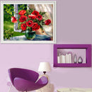 Red Floral Vase 5D Diamond DIY Painting Craft Kit Home Decor