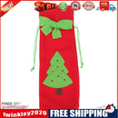 Christmas Red Wine Bottle Cover Bags with Green Bow Embroidery Pattern(Tree
