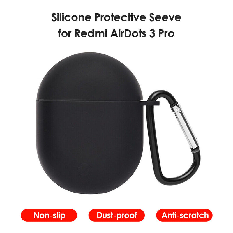 For Redmi AirDots 3 Pro Silicone Protective Case Cover w/ Keychain (Black)