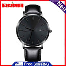 Occitop Wristwatch, Simple PU Leather Band, Mens, Teenagers, Date Display,