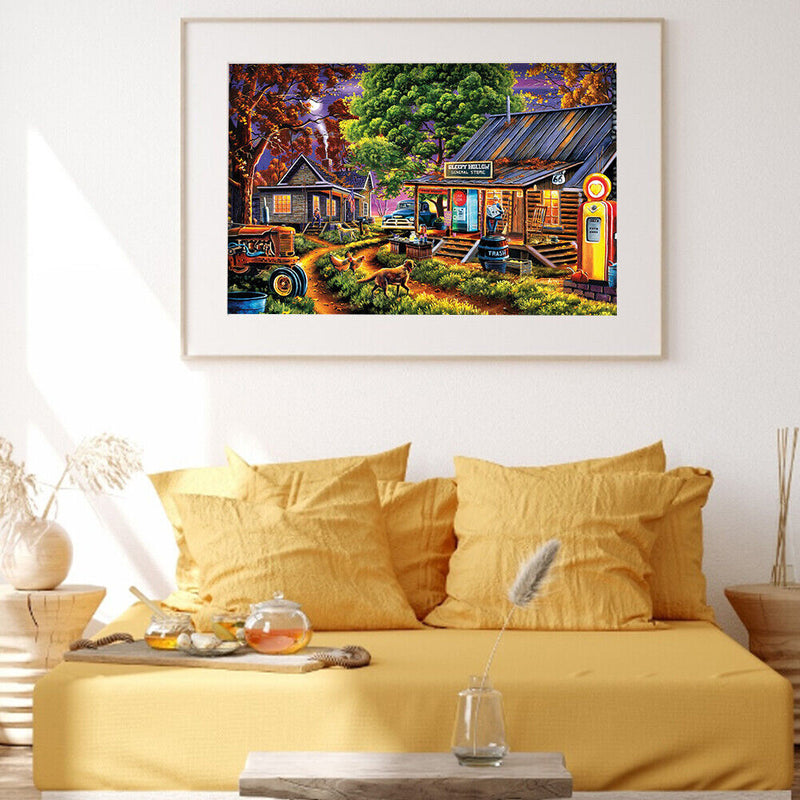 5D DIY Full Drill Round Shape Mountain Water Rhinestone Diamond Drawing for Home