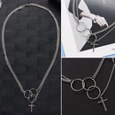 Gothic Party Jewelry Rock Collar Chain Necklace Cross Punk Choker Pendant