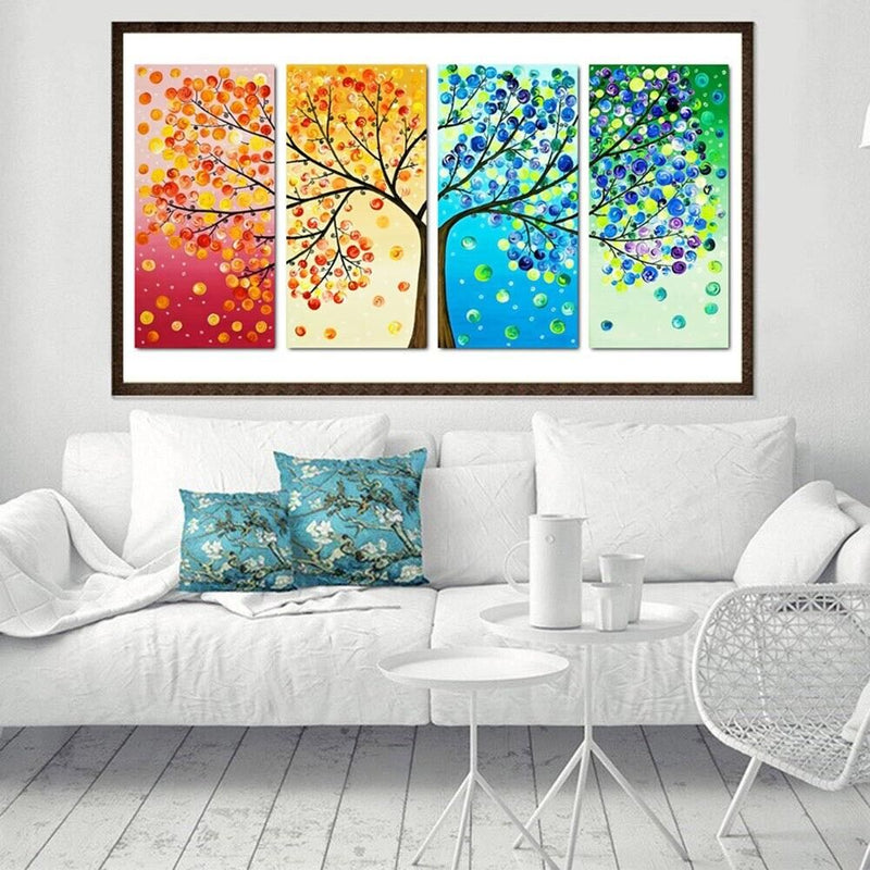 Colorful Tree 5D DIY Full Drill Diamond Painting 4-pictures Combination Kit