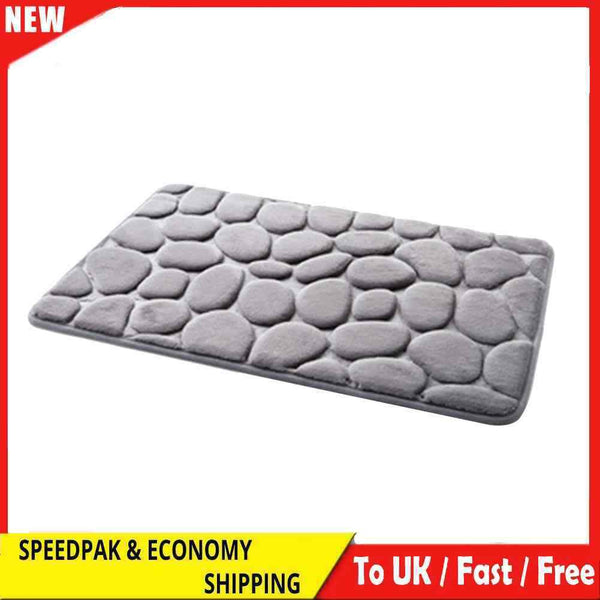 Home Bath Mat Cobblestone Embossed Bathroom Non-slip Carpet Rug Toilet Floor Mat
