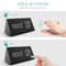 Wooden Digital Alarm Clock White LED Light Bedside USB Battery Voice Control US