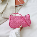Retro Women Embossed Geometric PU Leather Pure Color Small Underarm Shoulder Bag