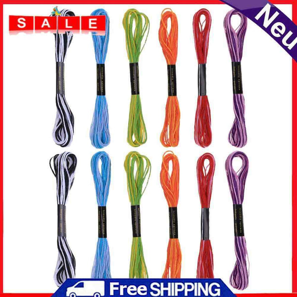 12pcs Durable Polyester Dyeing Line Sewing Cross Stitch Embroidery Yarn
