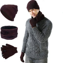 Knitted Neck Warmer Winter Warm Fleece Scarf Hat Scarf Gloves Set Beanie Cap