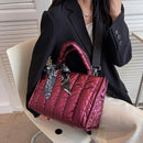 #A Cotton Padded Top-handle Bag Large Capacity Tote Bag Quilted for Travel Shopp