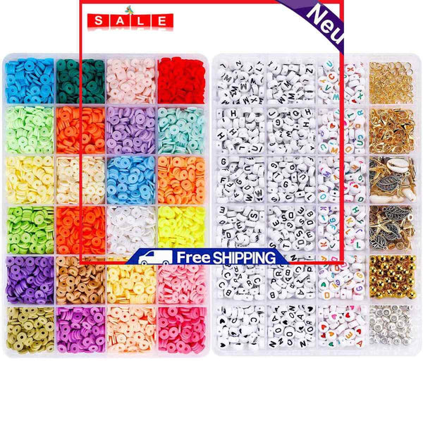 Bracelet Making Beads Kit Handmade Colorful Mixed Polymer Clay Letter Beads