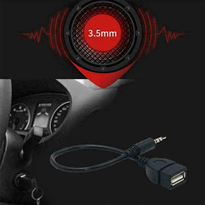 1*3.5mm Male Car Audio AUX Jack to USB Type A Female Adapter Converter O3Q4