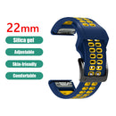 Soft Silicone Sport Band for Garmin Fenix 7/6 Pro/5 22mm (Dark Blue Yellow)