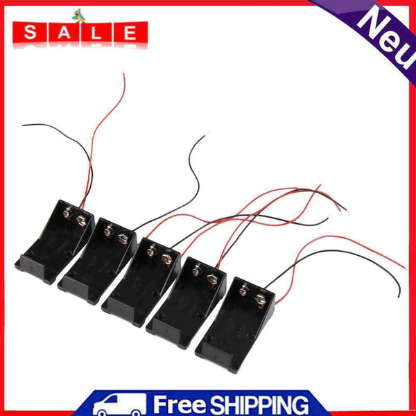 5PCS Single Slots 1x9V Battery Clip Holder Fall Box with Wire Leads DIY High