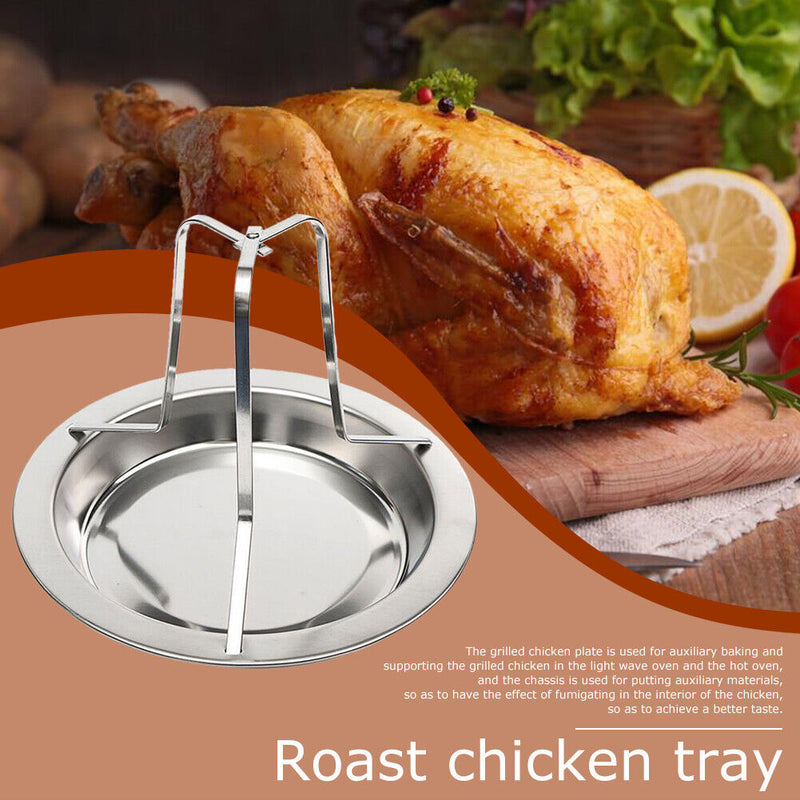 Stainless Steel Chicken Roaster Rack Plate Non Stick DIY BBQ Grill Stand