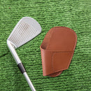 Golf Iron Club Head Cover Rod Head Protective Case PU Wedges Cover (Brown)