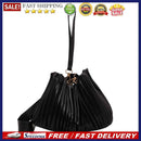 Fashion Pleated Crossbody Handbags PU Leather Women Solid Bucket Coin Purses