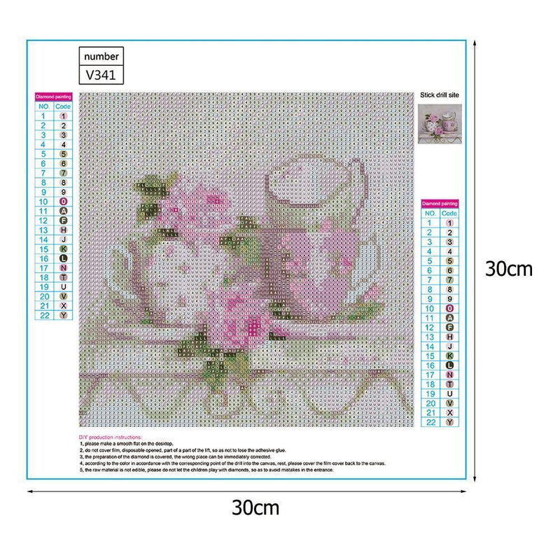 5D DIY Full Drill Diamond Painting Pink Cups Cross Stitch Embroidery Rhinestones