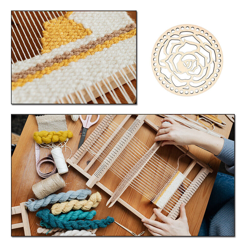 Wooden Basket Bottom Circle Blank Hollow Crochet Basket Wood Base for DIY Knit