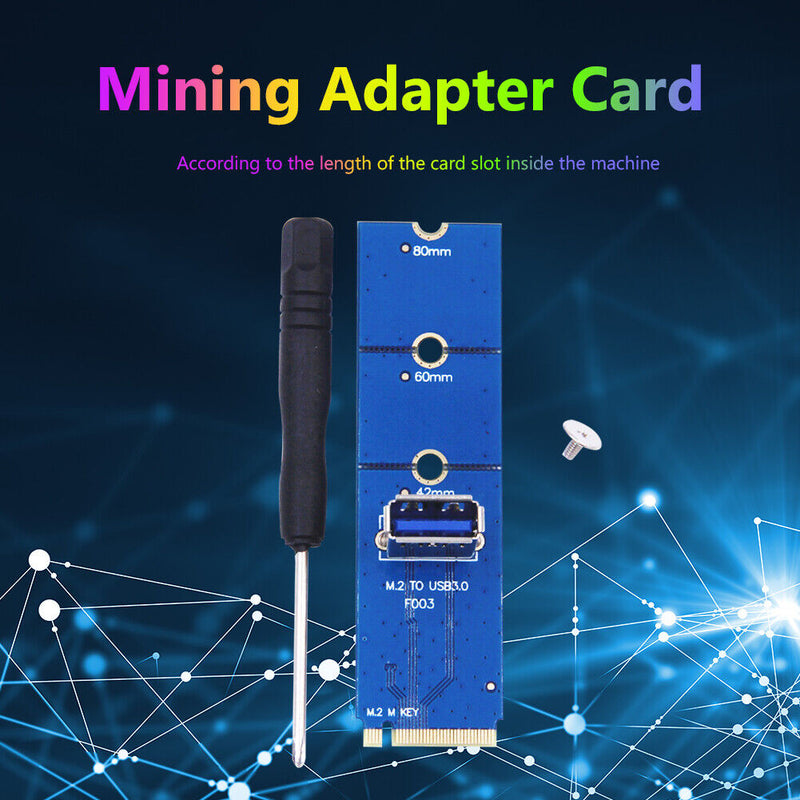 M.2 to USB 3.0 Adapter M2 M Key to USB 3.0 Female for Mining PCIe X4 Riser Card