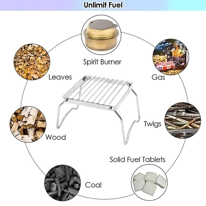 Outdoor Camping Stove Barbeque Grill Stand Mini Backpacking Bracket for Pic
