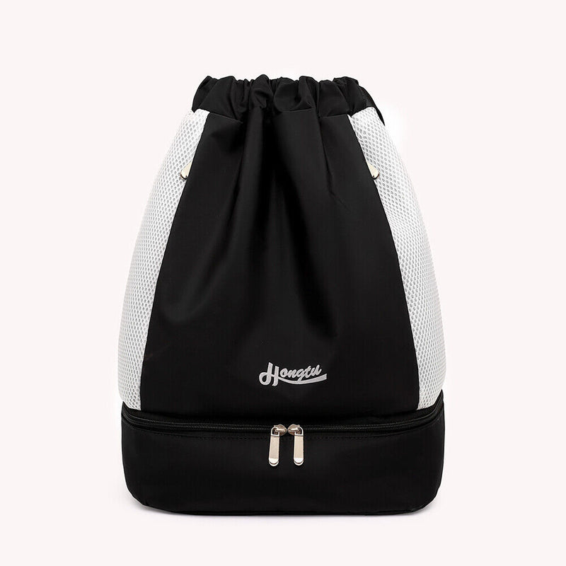 Drawstring Swimming Backpack Sports Bag Waterproof Pool Dry Wet Bag (Black)
