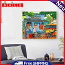 Street Coffee Shop Oil Paint By Numbers DIY Acrylic Painting on Canvas Craft Kit