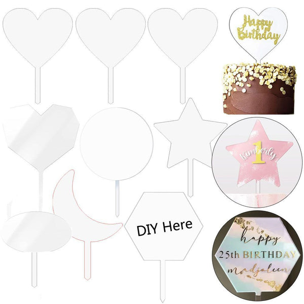 DIY Dessert Cake Decorating Tool Happy Birthday Cupcakes Acrylic Cake Topper