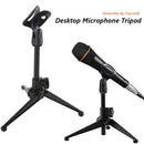 Foldable Desktop Microphone Tripod Stand Holder with Mic Clip for Meetings Live