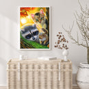 Full Round Diamond Painting Kit Racoon Cat Squirrel 5D Rhinestone Mosaic Pi