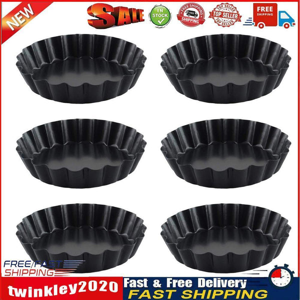 6pcs Mini Pie Muffin Cupcake Pans Mould Non-stick Tart Flan Round Molds Newly
