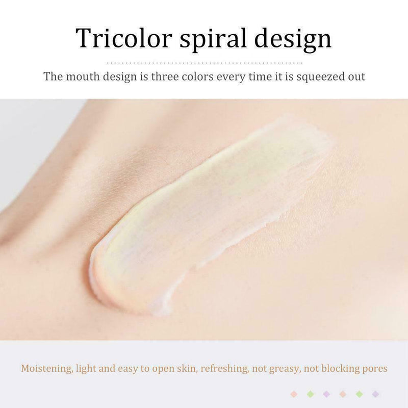 Rainbow Tricolor Isolation Concealer Full Coverage Brighten Makeup lasting V8E6