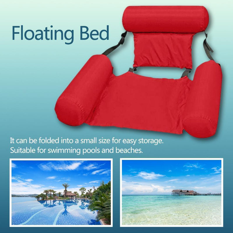 Floating Bed Swimming Pool Inflatable Water Longue w/Backrest (Rose Red)