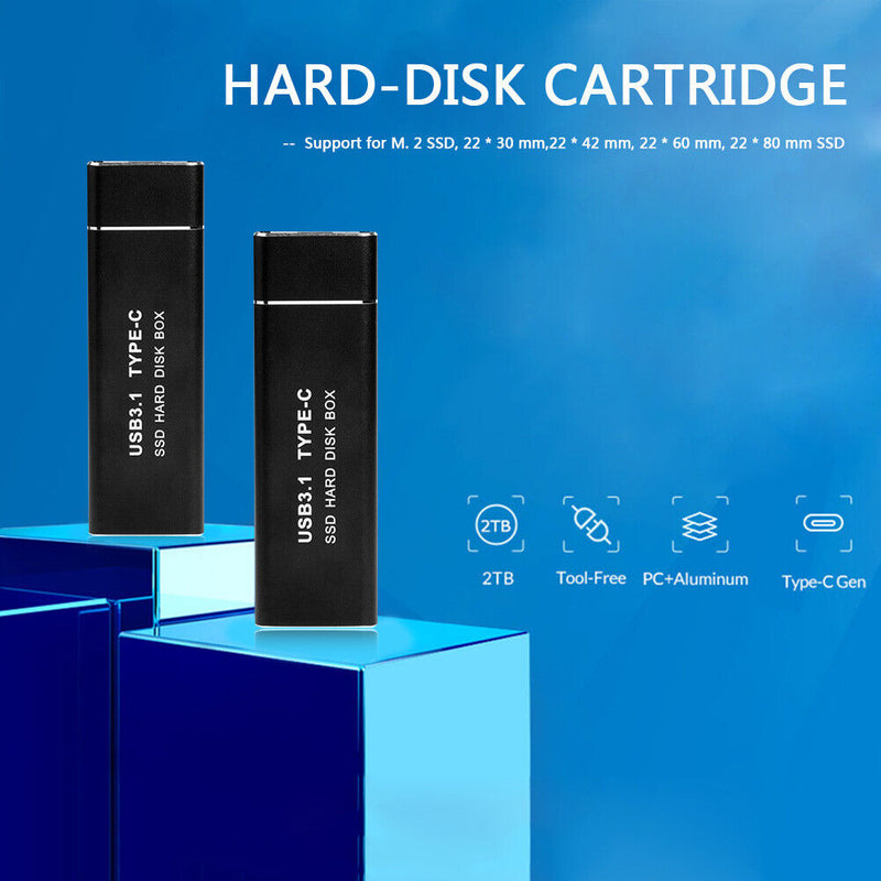 USB Type C M.2 SSD External Enclosure Mobile Case (USB-C To USB-A Cable)