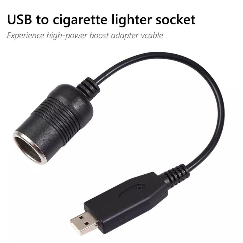 30cm 5V USB A Male to 12V Car Cigarette Lighter Socket Female Cable Adapter